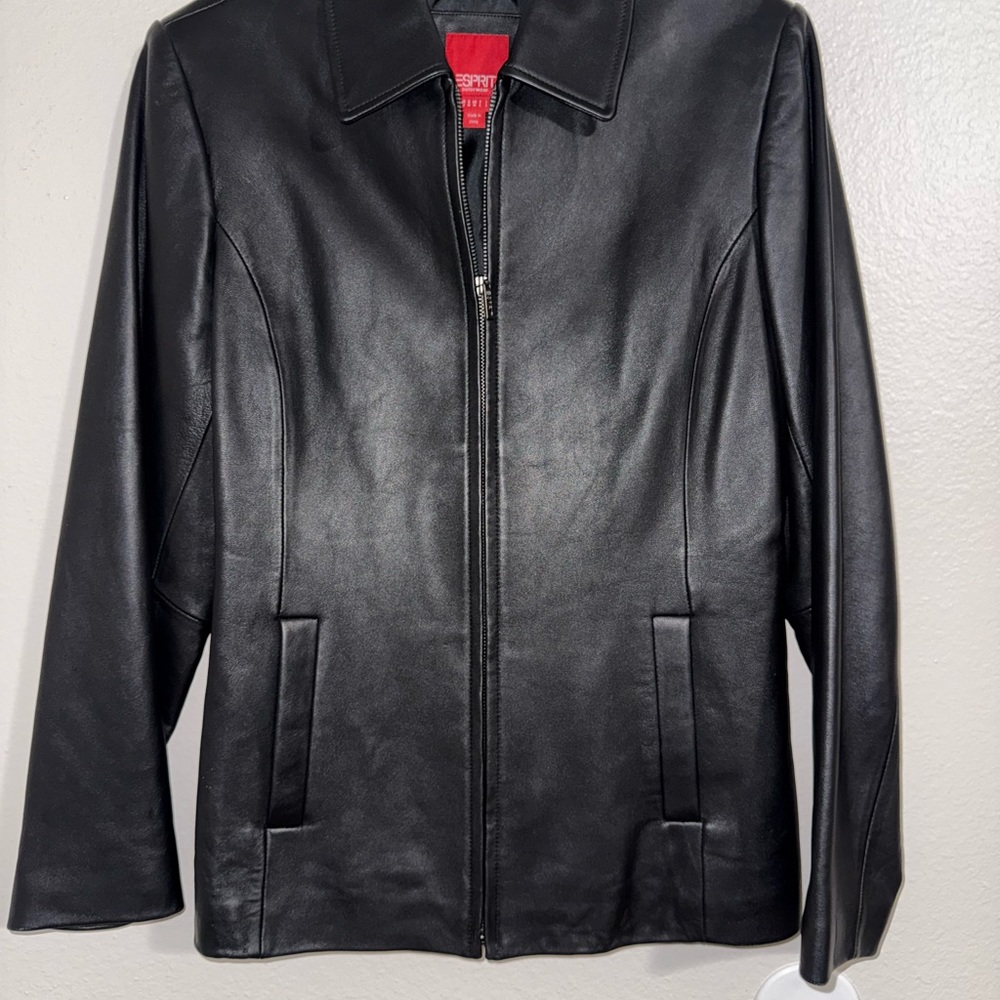 Vintage 90s Esprit Classic Black Leather Jacket Size Medium